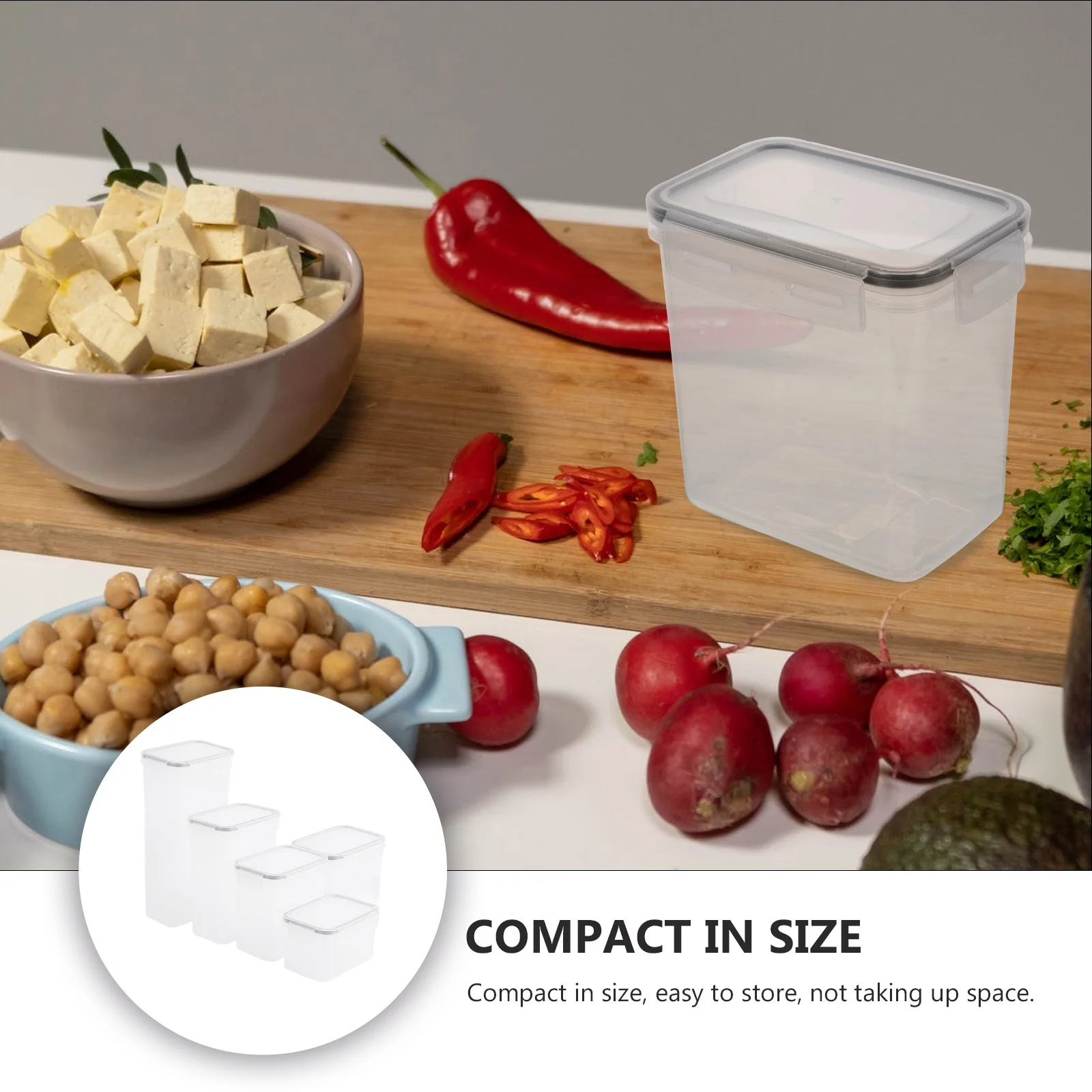 

5 Pcs Tall Round Airtight Containers Lids for Kitchen Food Grain Storage Canisters Sealed Jars Compact Size Dustproof