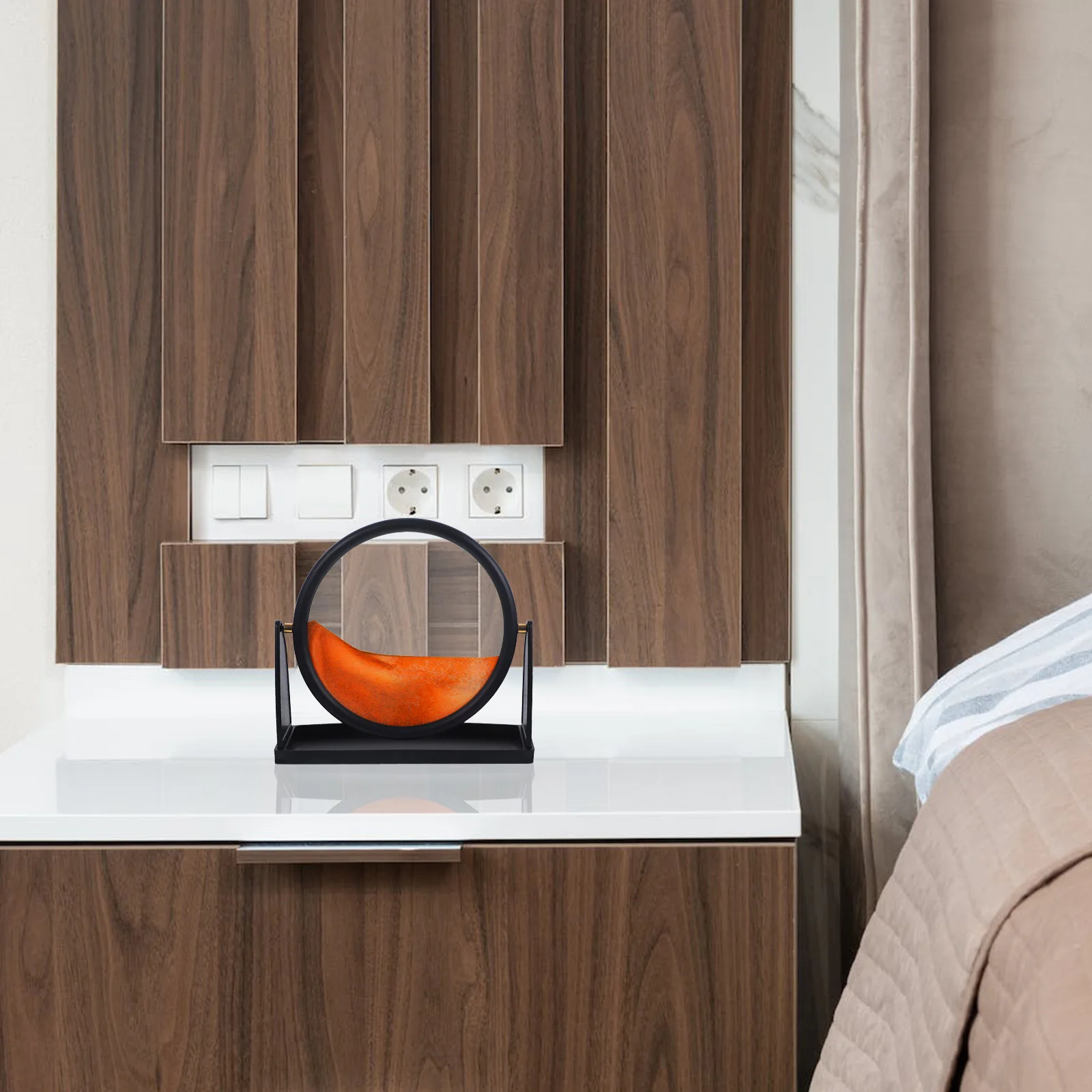 Quadro di Sabbia in Movimento 3D, Dipinto di Sabbia Veloce, Decorazione in Cornice di Vetro Rotonda, Ornamento da Scrivania per Ufficio e Casa, Decorazione Paesaggio di Sabbia