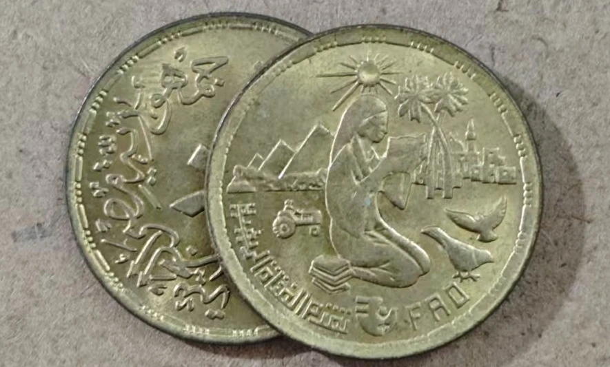 Moneda conmemorativa FAO de 21mm Egipto 1978, colección real original