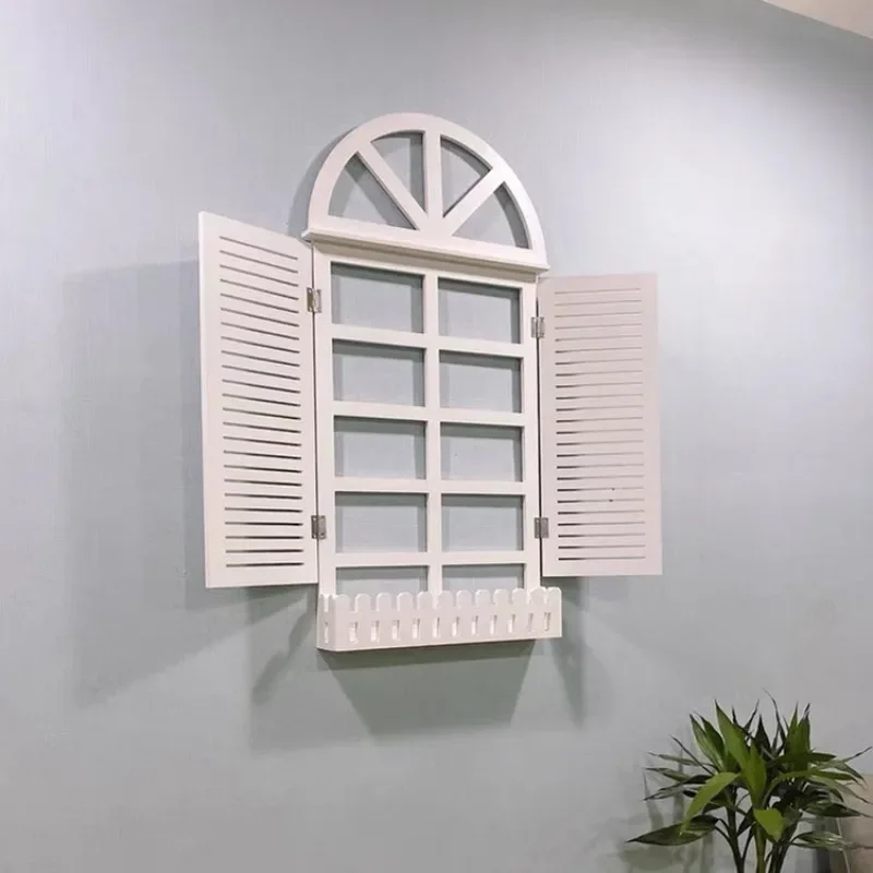 Markdown-Creative Simulation Windows Wall Decoration, Home Accessories, Wooden Retro European Style, Coffee Milk Tea Shop, Sale