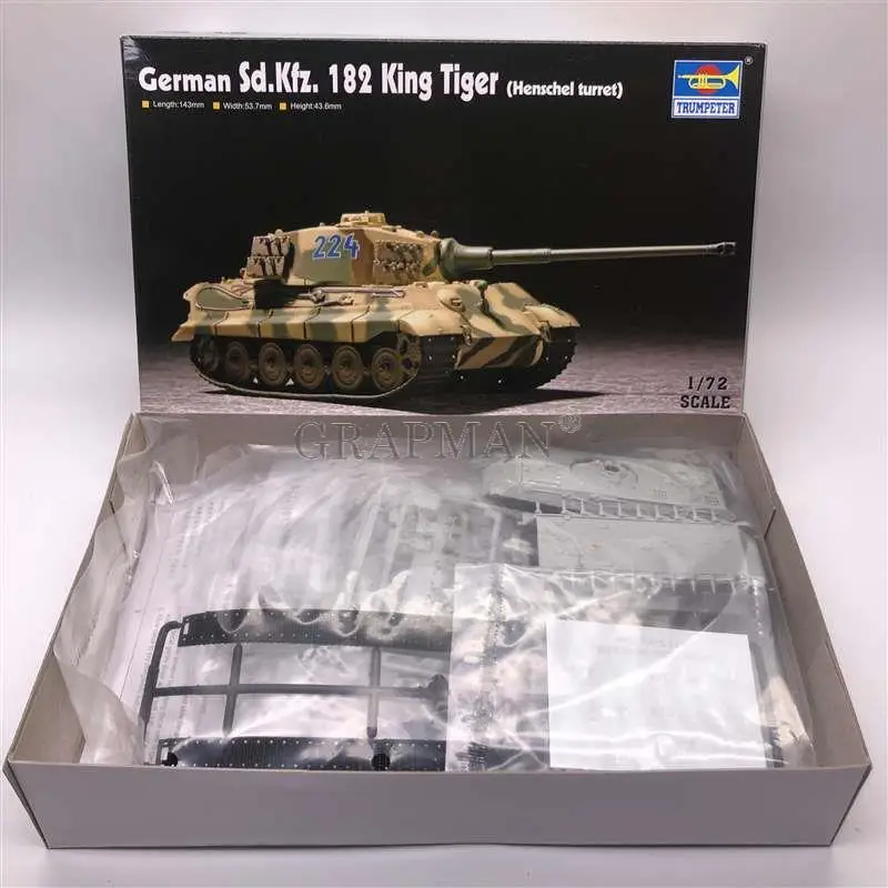1/72 WWII German Tiger King Henschel Turret Tank Military Assembly Model Military Vehicles 07201