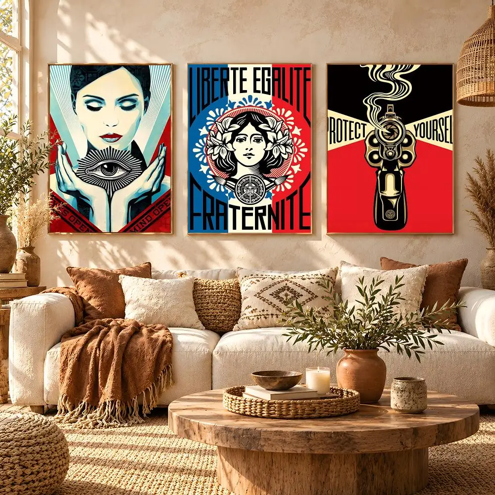 Art Shepard Fairey Poster Poster HD Printing Boho Aesthetic Style Wall Art Home Decor For Living Room Bedroom Gift