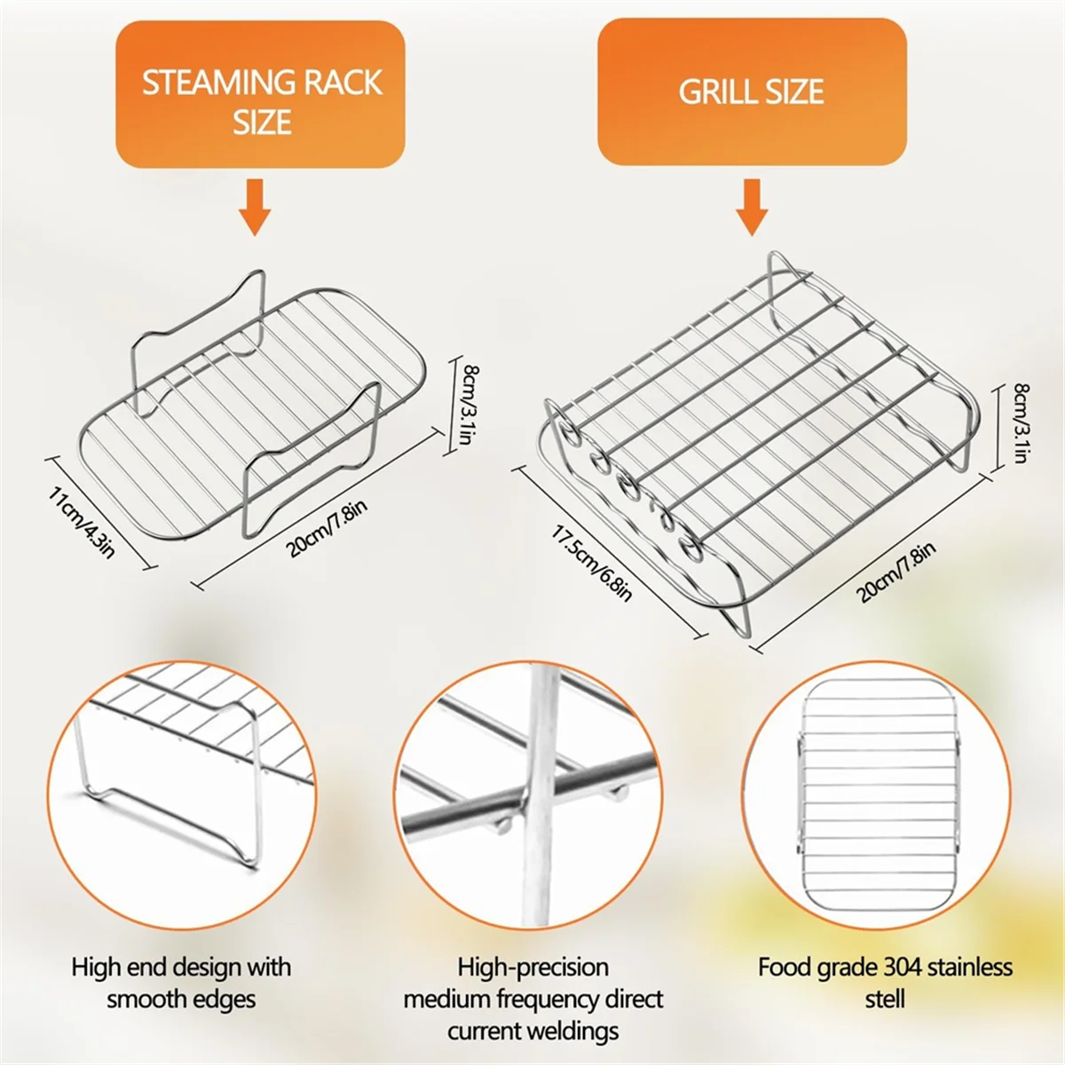 L68AAirfryer Accessories for Philips Dual Basket Airfryer 3000 Series,Air Fryer Rack,Cooking Grate for Tefal EY9018 5.2/3.1L