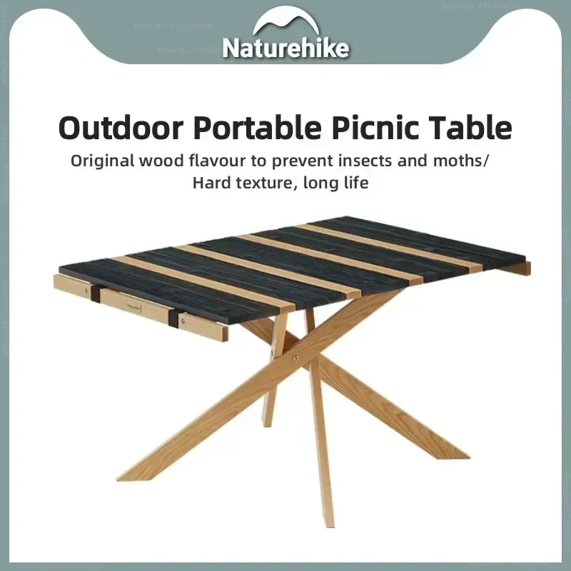 

Nature-hike Outdoor Solid Wood Dining Table Stable Durable Portable Camping Picnic Household Folding Load Bearing Tourism tool