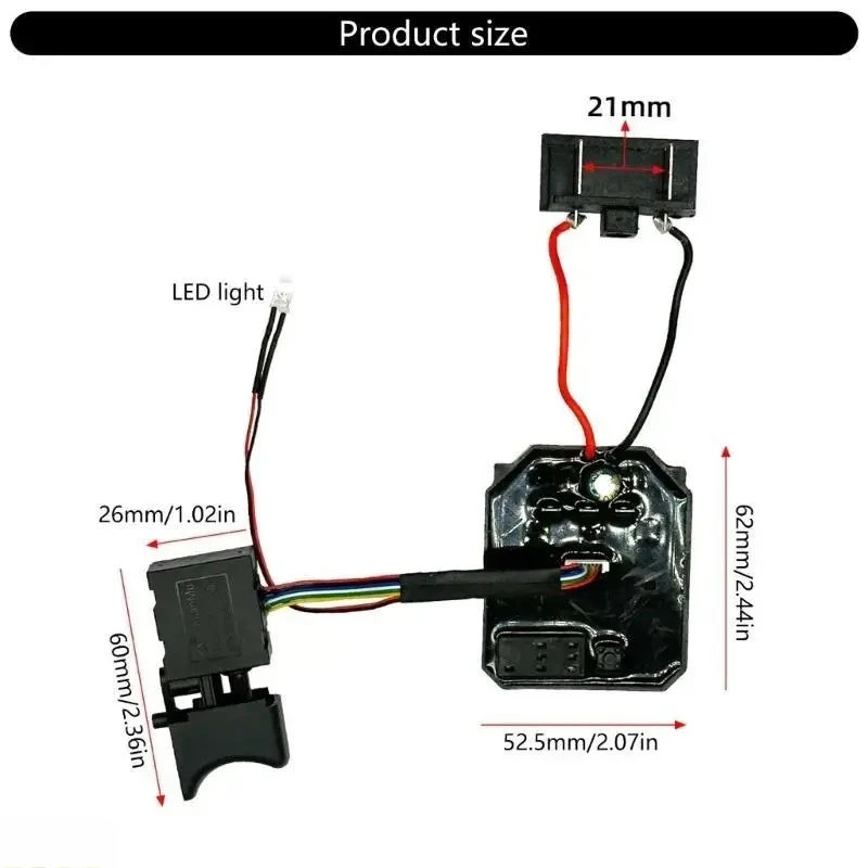 Suitable for Makita,DeWALT,Bosch,Milwaukee Dayi Style Brushless Impact Wrench Controller Board & 8 Pin Switch Set 02651