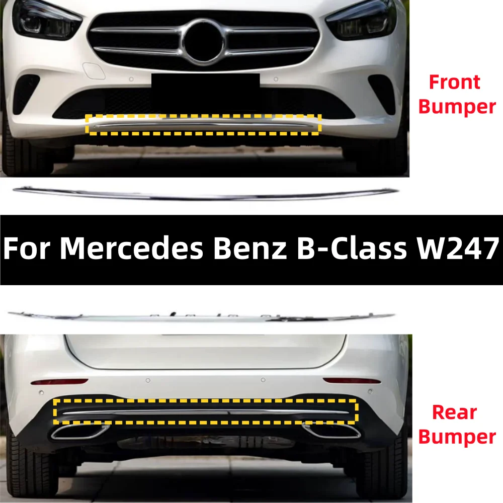 For Mercedes Benz B-Class W247 2020-2022 Front And Rear Bumper Electroplated Decorative Strip: A2478854801 A2478852501