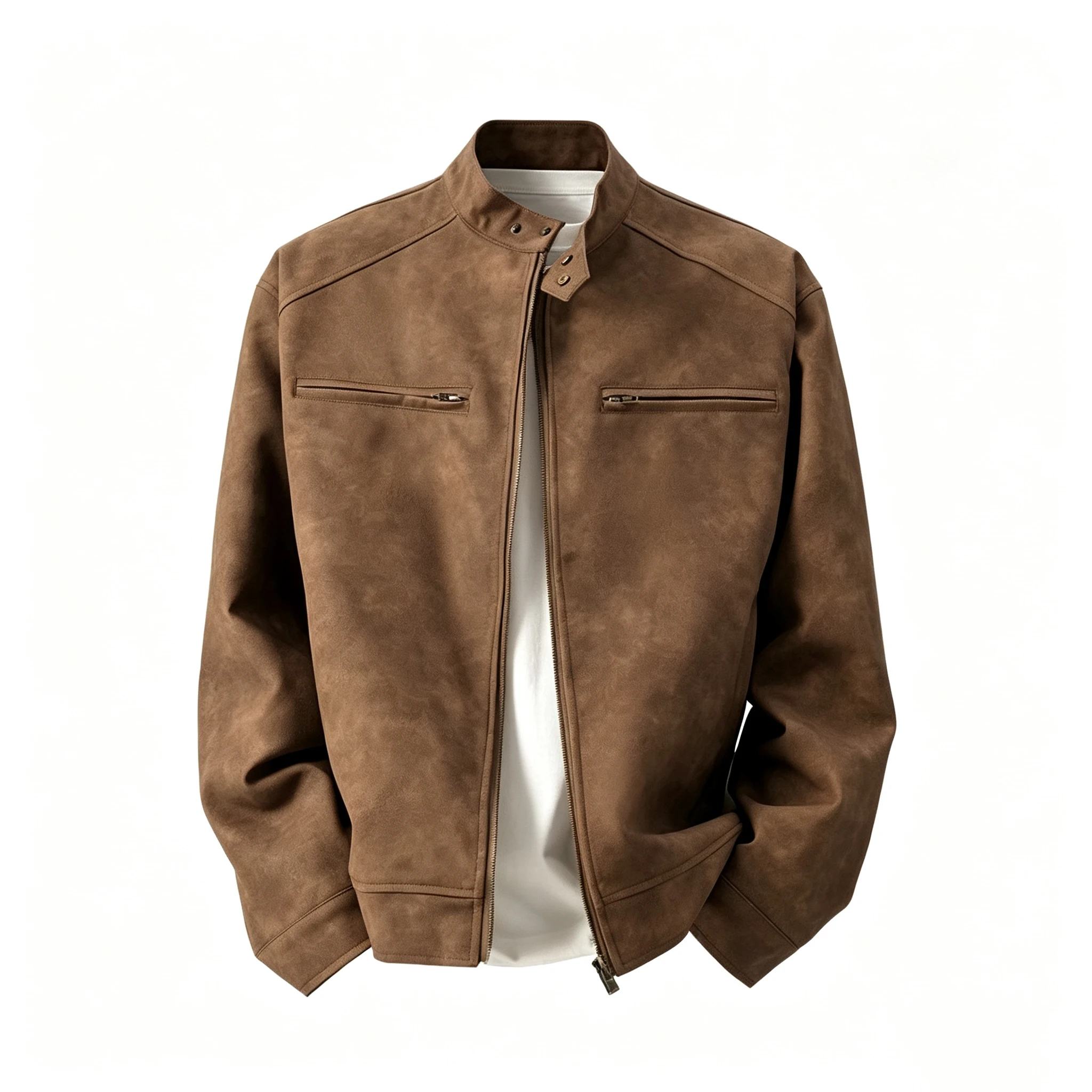 Varsity Jacket Letterman - Men's American Retro Brown Leather Jacket
