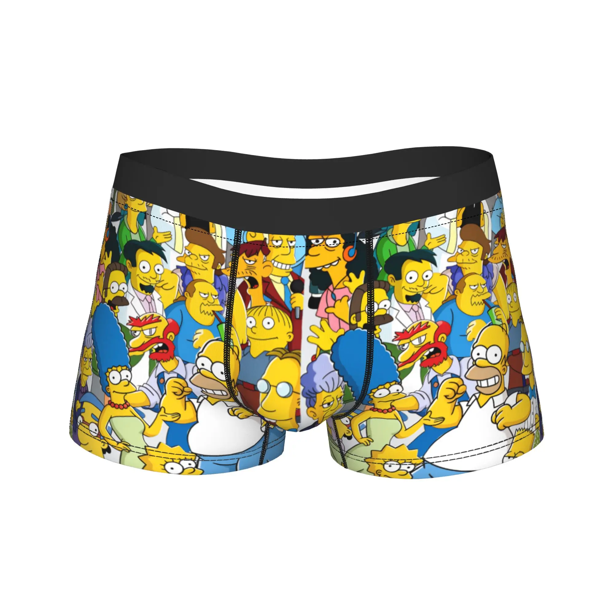 S-Simpsons All Characters Boxer Brief  Underwear Quality Males Comfortable Trunk Customs Plus Size Underpants