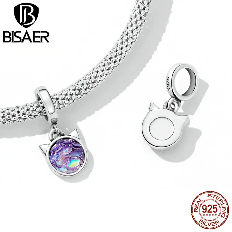 BISAER 925 Sterling Silver Shimmering Starfish Shell Charms Ocean series Heart Beads Pendant Fit DIY Bracelet Necklace Jewelry