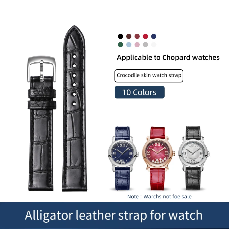 

Premium Custom Alligator Leather Watch Strap for Chopard Happy Sport 5/7 Series Luxury Crocodile bands 16mm/17mm/18mm/19mm 20mm