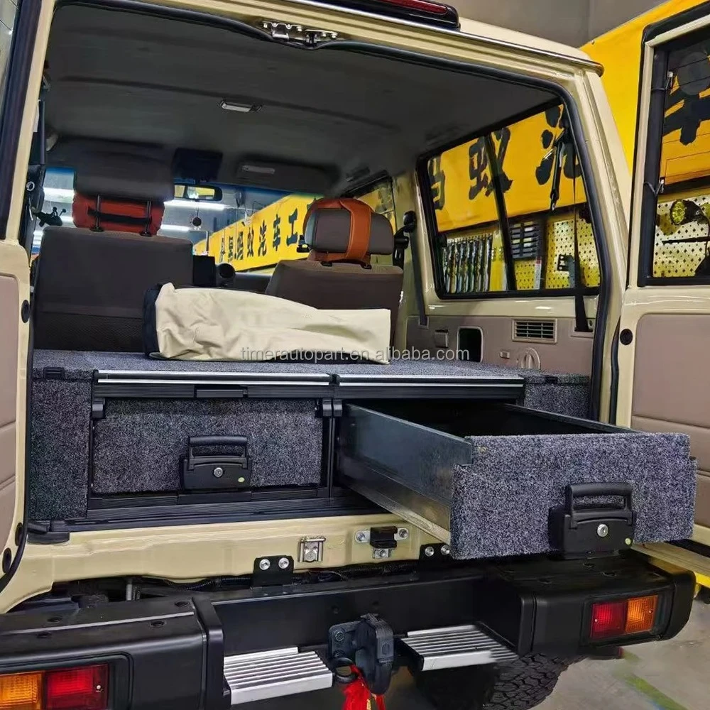 Customized 4x4 off Road Rear Interior Kits Truck Double Drawer Toolbox SUV Car Storage System with Top Slide Out and Side wings