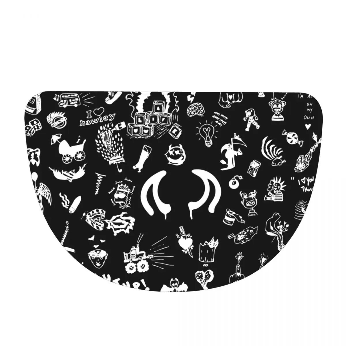 Yungblud Drawings Tattoo Sheet Soft Flannel Half Round Doormat Non Slip Bathroom Mat Absorbent Floor Carpet for Living Room