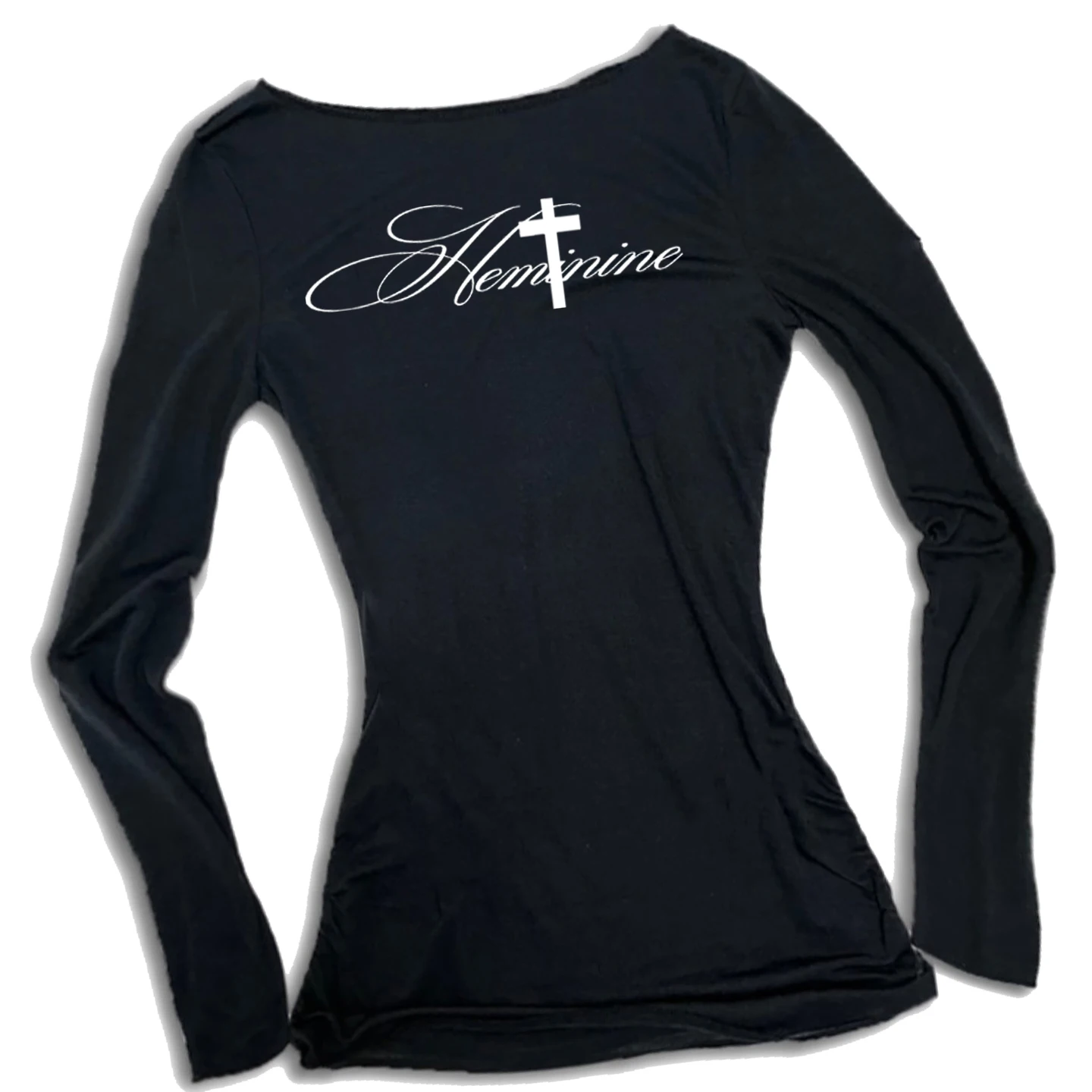 Y2K Harajuku Esthétique Gothique Fairycore T-shirt À Manches Longues Caractère Slim Chic Imprimé Décontracté Haut Court Grunge Punk Hip Hop Streetwear