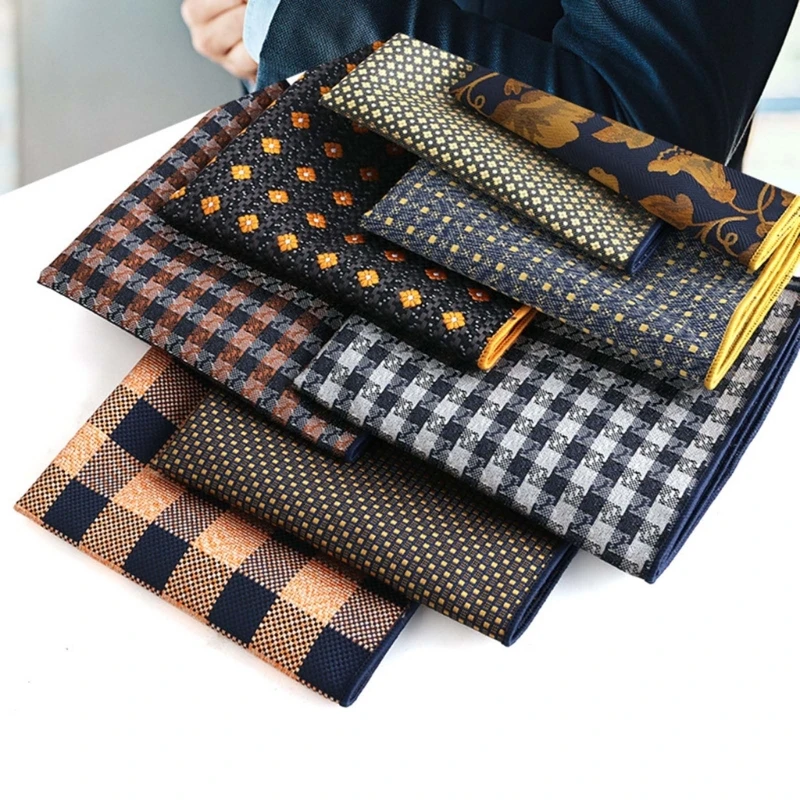 Tartan Khăn Tay Túi Khăn Tay Hankies Nhiều Màu Bandana Độ Thấm Hút Cao Nam Khăn Bỏ Túi