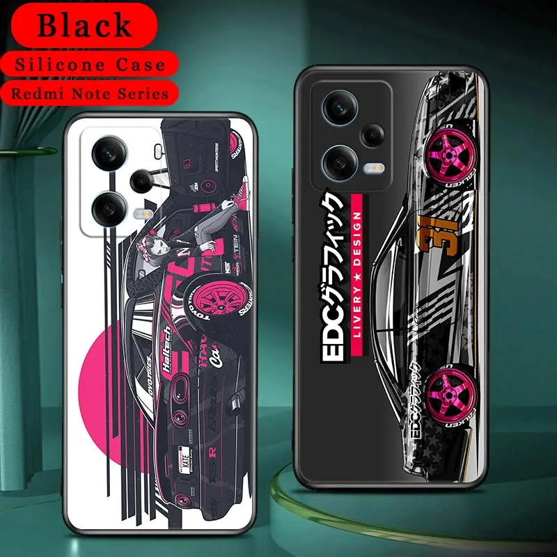 Japan Tokyo JDM Drift Sport Car Soft Case For Xiaomi Redmi Note 12 Pro Plus 12S 11 10 11S 10S 9 8 Pro 9S 7 Phone Case Back Cover