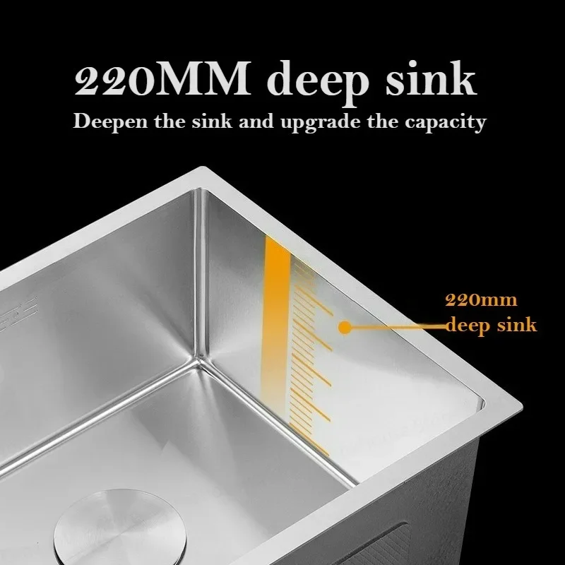 

Handmade 304 Stainless Steel Single-Slot Kitchen Sink for Bar Balcony Small Pool Embedded Vegetable Basin Washbasin