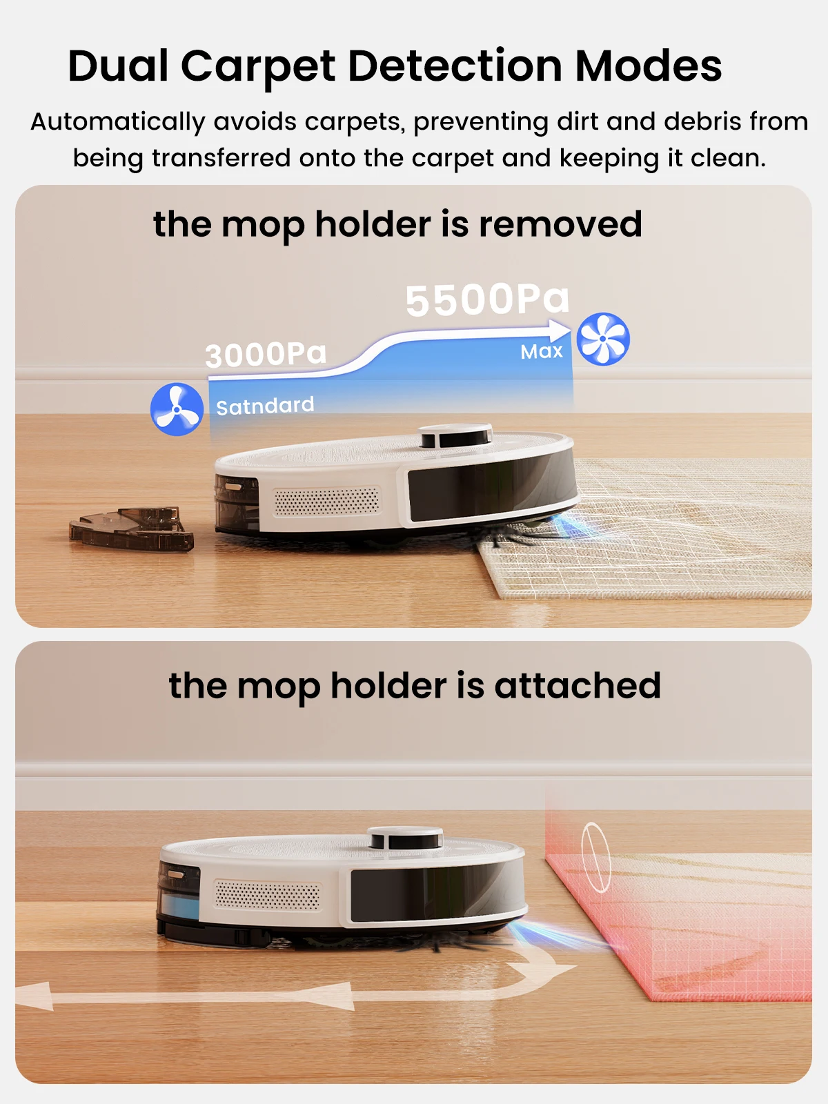 Robot Vacuum Cleaner Lefant M2 Pro dengan Fungsi Mengepel, Pengosongan Otomatis, 6000Pa, Navigasi Laser DTOF, Penghindaran Rintangan PSD, Kontrol Wi-fi/Alexa