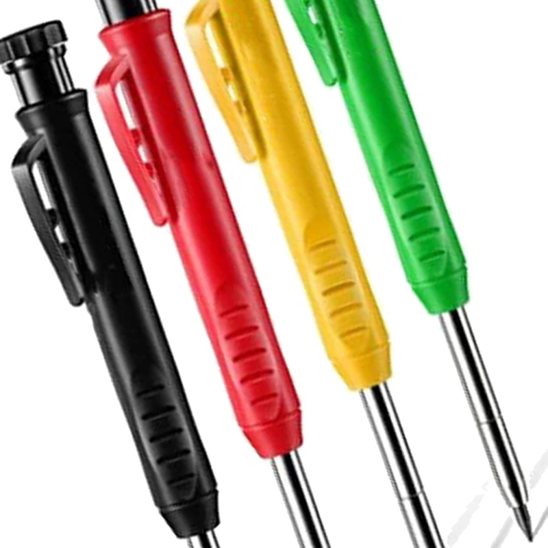4 Pack Woodworking Pencil Set With Refill 2.8Mm Built-In Sharpener Woodworking Tools Deep Hole Construction Pencil