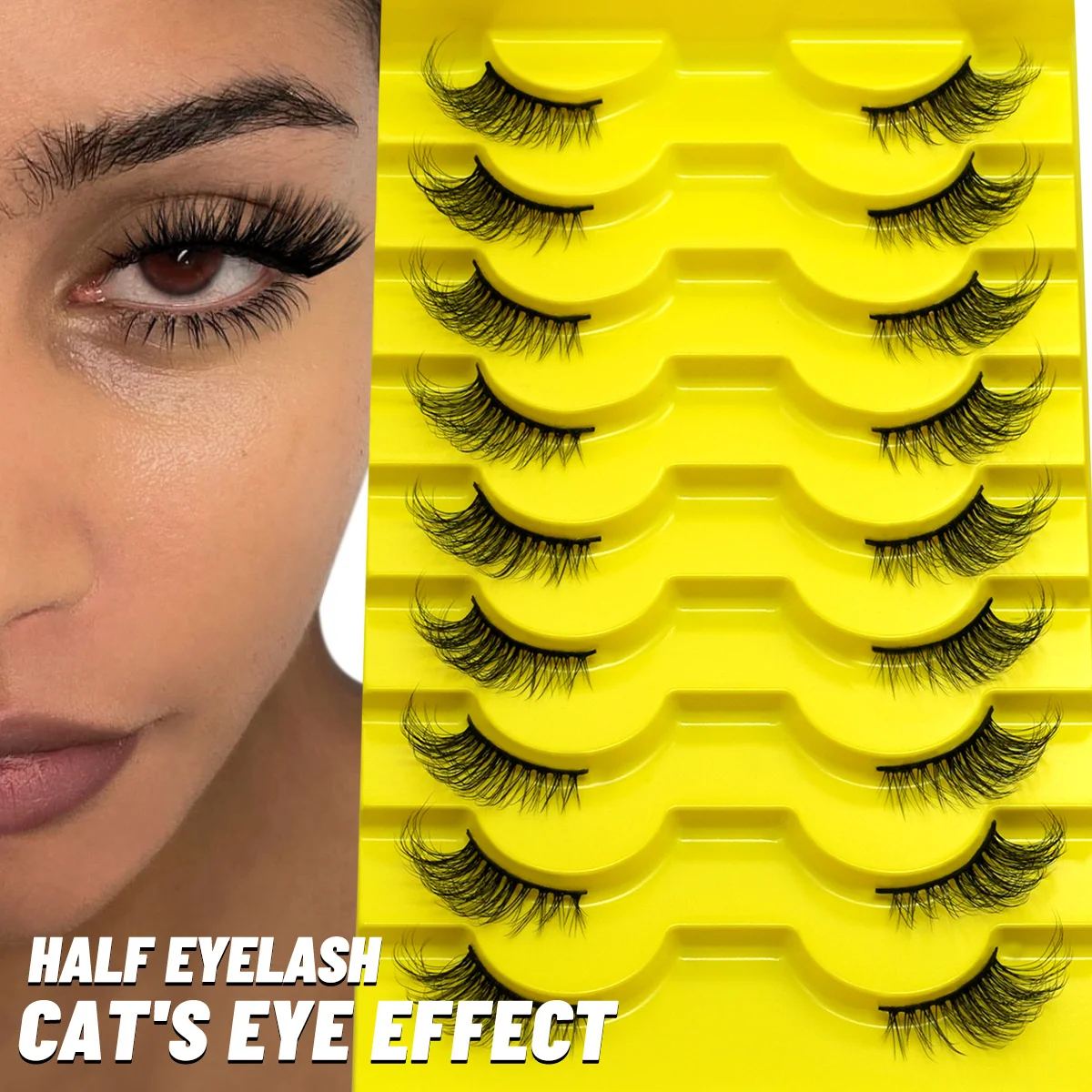Half Section False Eyelashes 3D Messy Soft Mink Texture Dramatic Fluffy Voluminous Makeup Lashes