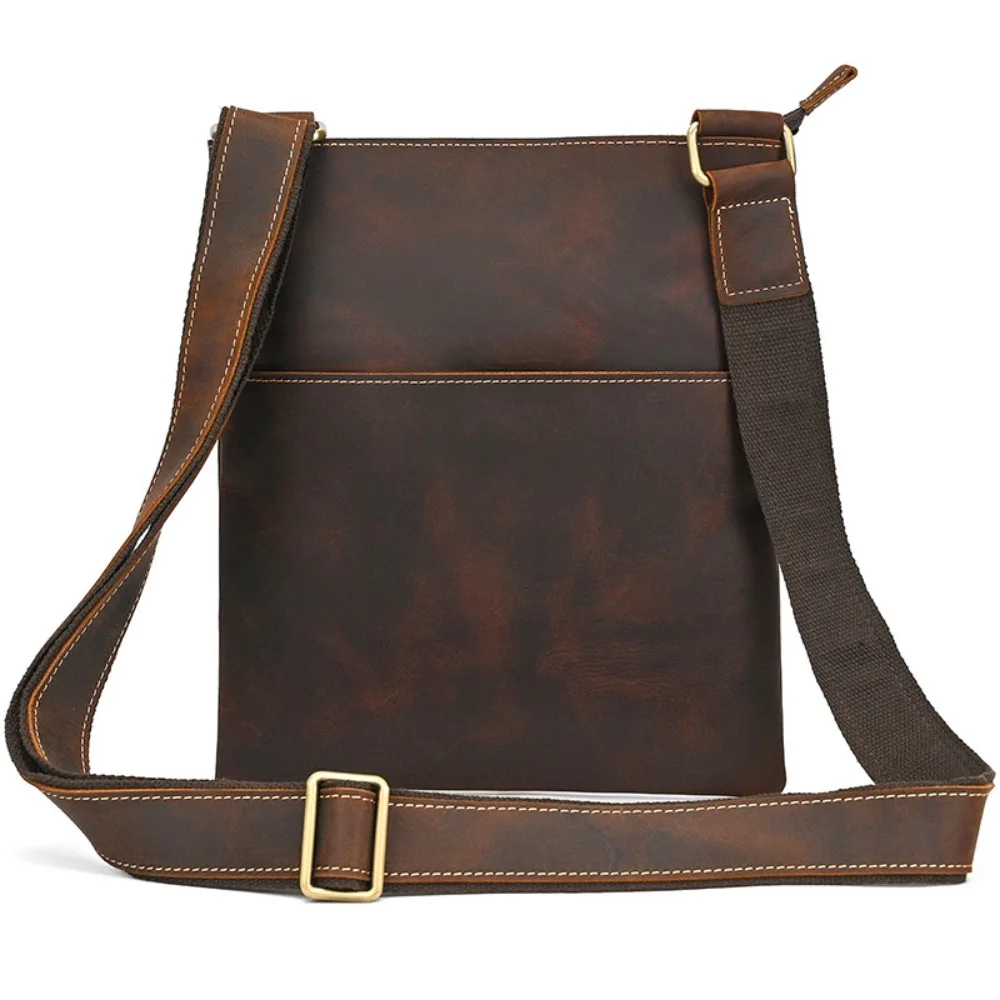 

Simple Men's Leather Casual Shoulder Bag Men's Messenger Versatile Simple Summer and Autumn Travel Cowhide Messenger Bag Premium