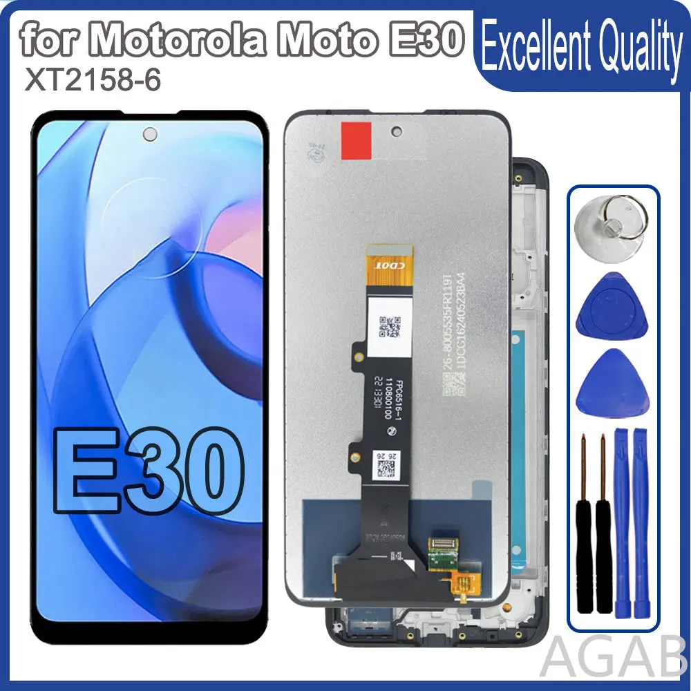 Premium LCD for Motorola E30 LCD Display Touch Screen Digitizer Included for Moto E30 XT2158-6 Phone LCD Replacement With Frame