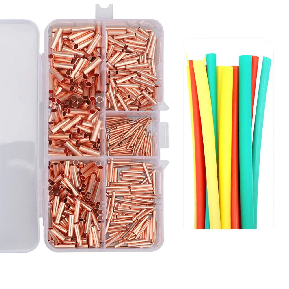 

Bulk pack 500 copper tube connectors for electrical For wire connection in 5 sizes for diy and professional use