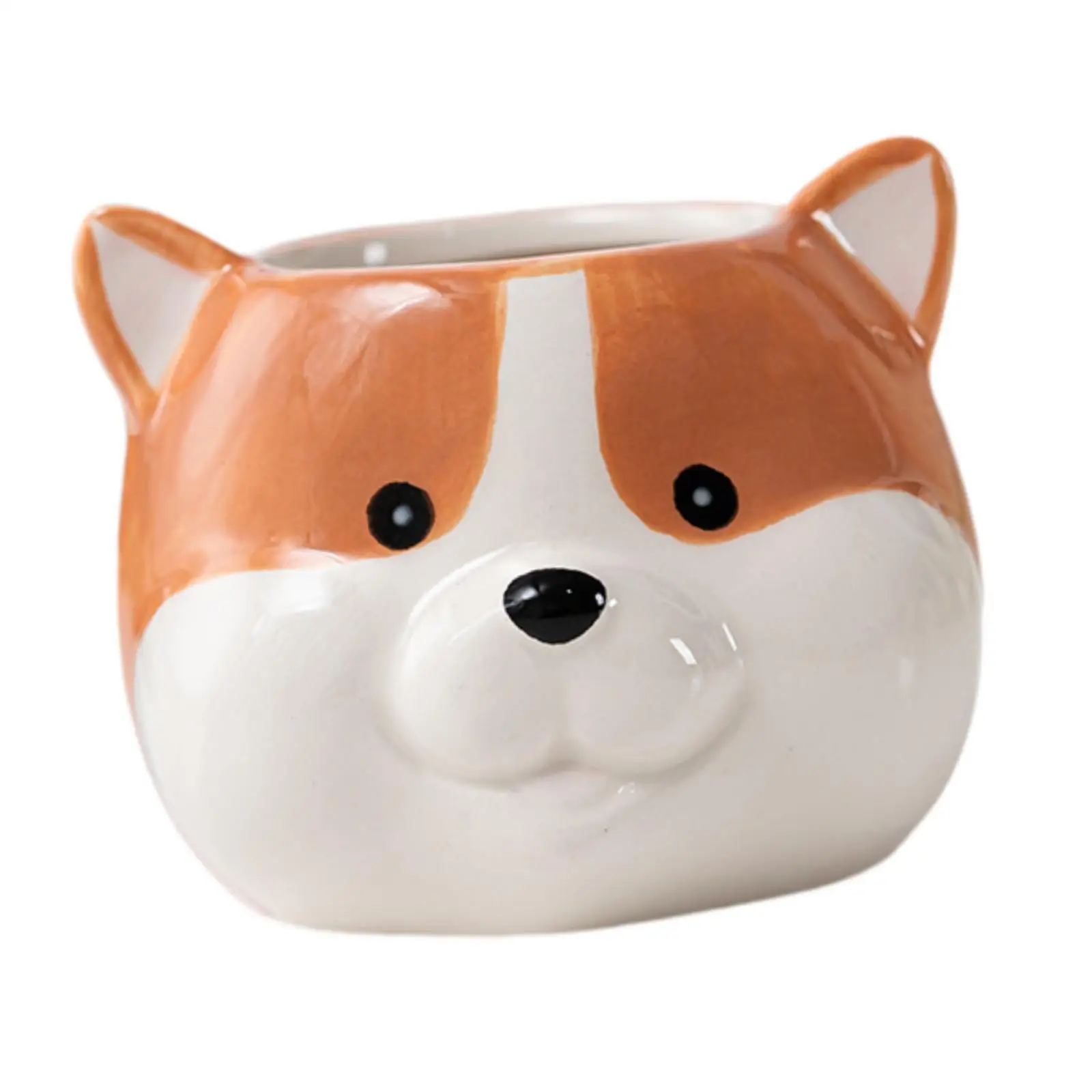 Pottery Cartoon Dog Puppy Figurine Planter for Decorating Entrance Versatile