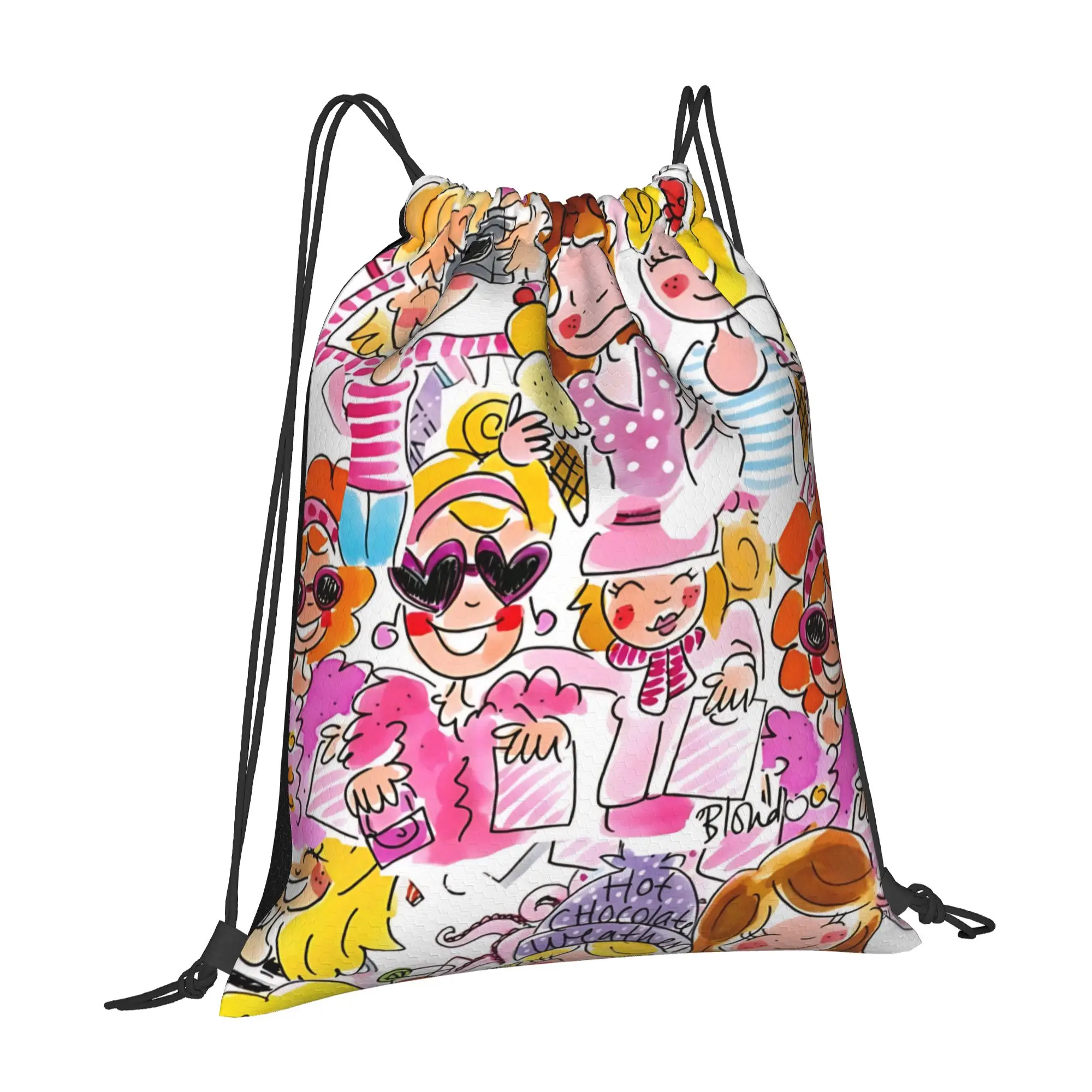 1 pc Blond Amsterdam Lovely Art  Drawstring Bags Gym Storage Backpack School Shoe Bag