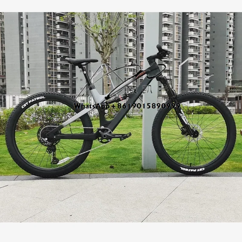 Carbon Fiber Frame Soft-tail MTB 27.5 Inch Full Suspension Mountain Bike 12 Speeds Downhill Racing Bike