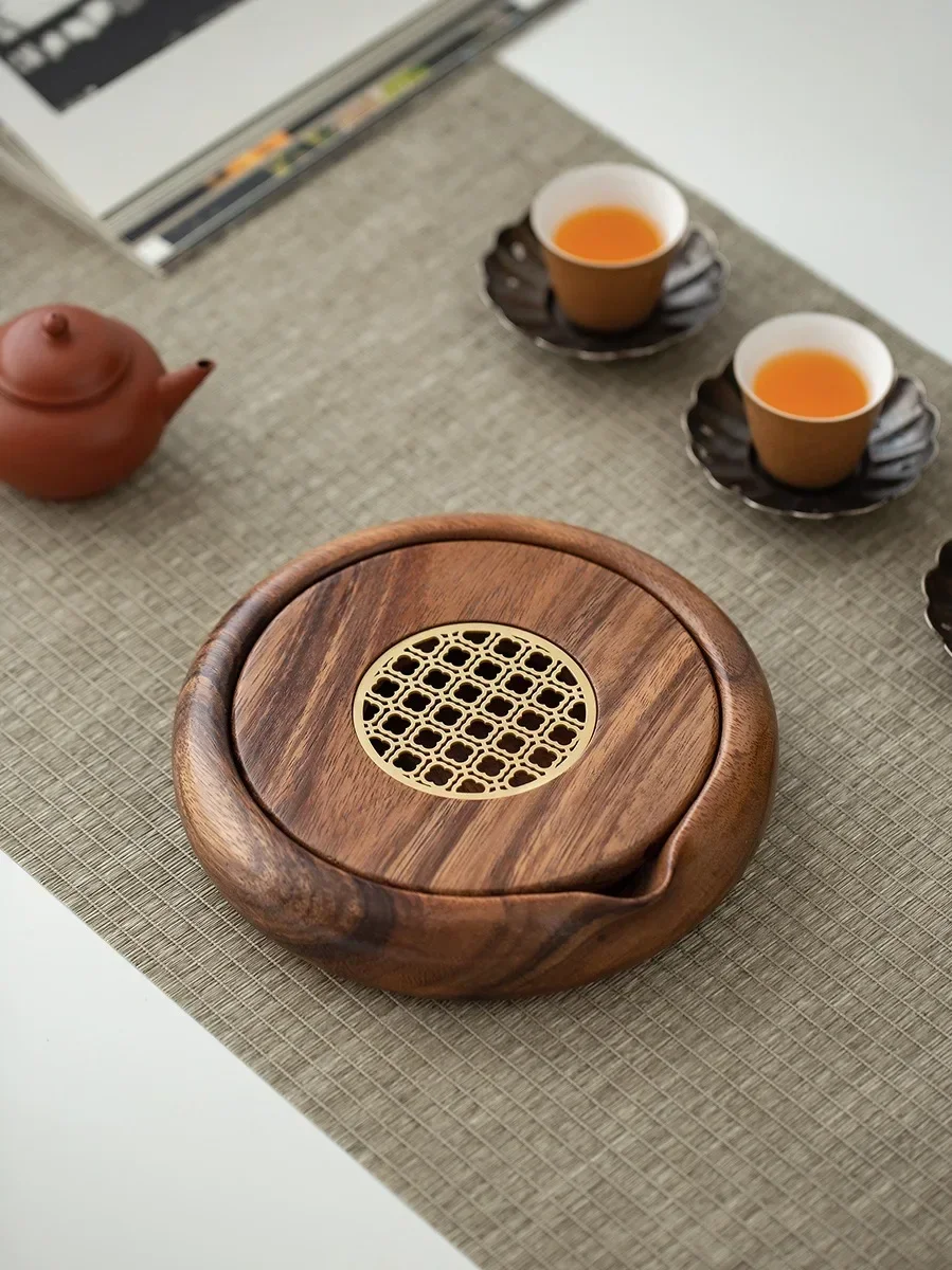 

water storage pot bearing tea tray New Chinese small dry brewing table Household solid wood dry brewing plate Zisha pot pot mat