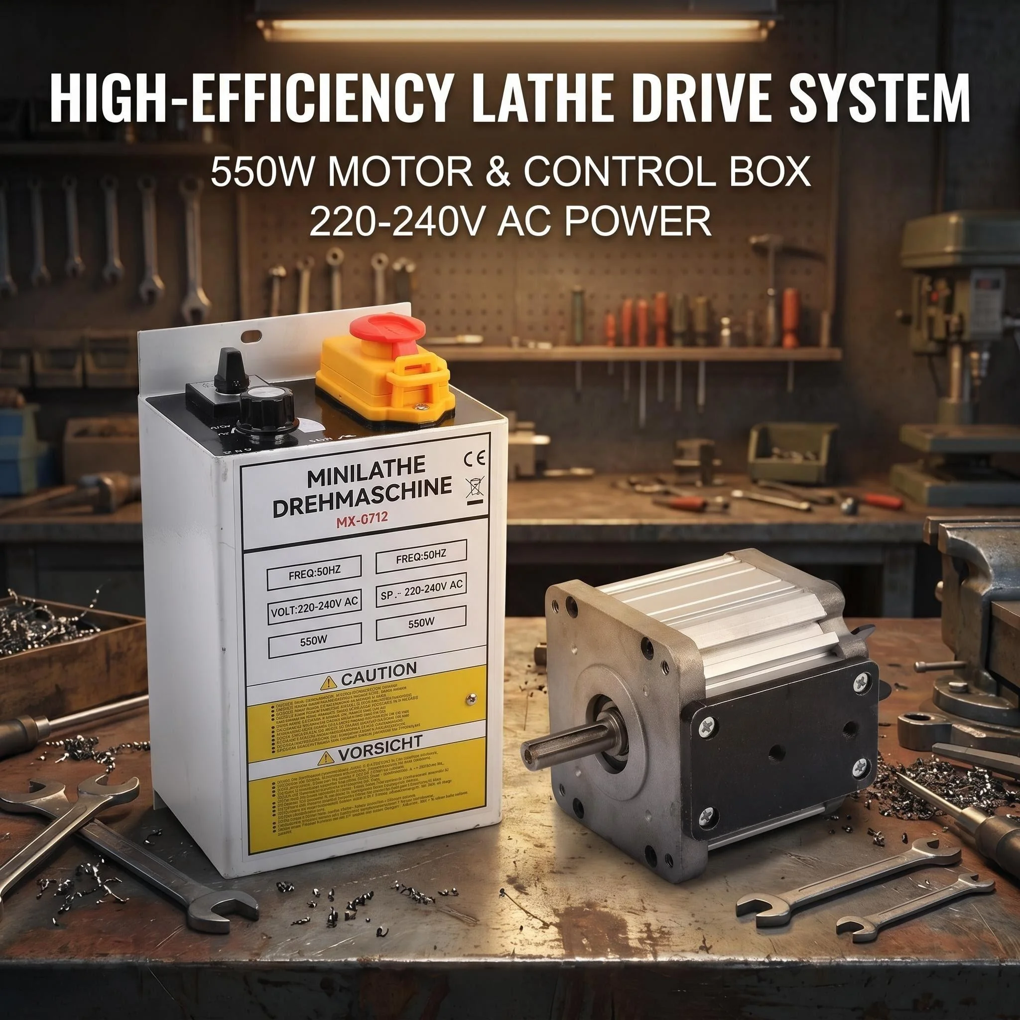

0618 Mini Lathe 550W Brushless Motor Upgrade Kit, High-Torque Silent CNC Conversion Replacement for Metalworking
