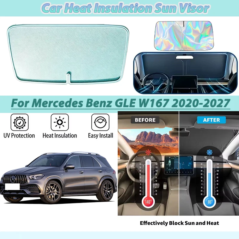 

Sunshade For Mercedes Benz GLE W167 2025 2026 2027 - 2020 Accessorie Front Windshield Window Sun Protection UV Sunscreen Sticker