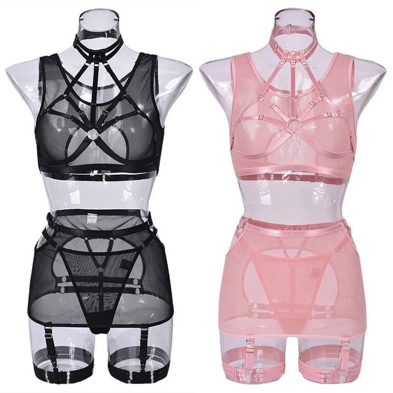 

Bar Nightclub Performance Clothing Gogo Tight Clothes Lace Mesh Perspective Hollow Back Strap Splicing DS Jazz Dance Wear XH740