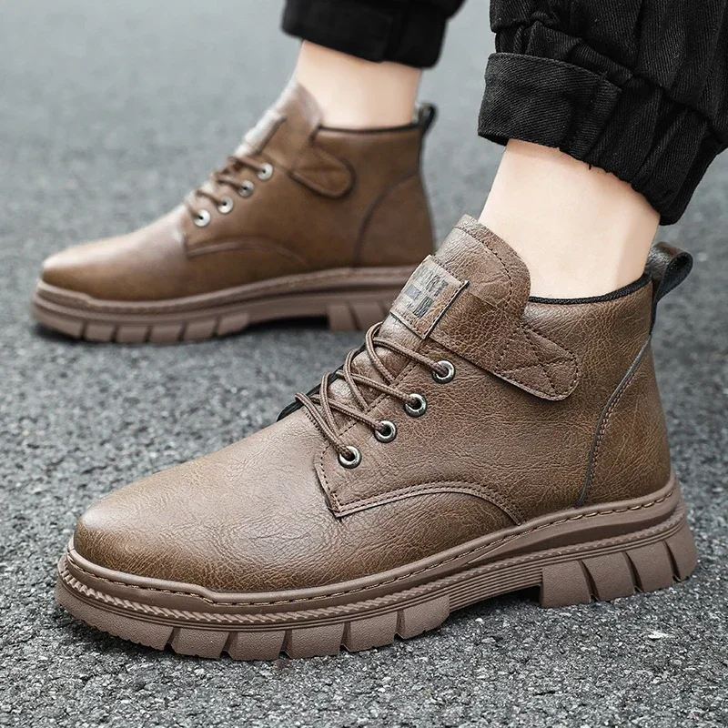 

Мужские высокие ботинки, роскошная брендовая повседневная обувь, Классическая обувь, модные удобные кожаные ботильоны для инструментов