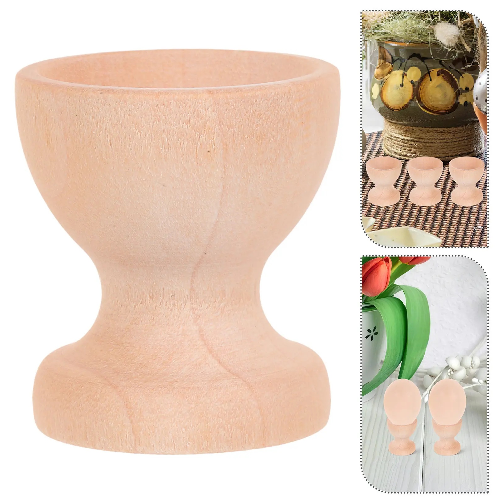 12Pcs Wooden Egg Holders Unpainted Blanks DIY Egg Cups for Easter Party Breakfast Soft Boiled Eggs Kitchen Display Stand