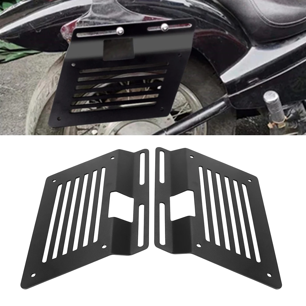 

Black Motorcycle Saddle Bags Mount Support Bar Guards Side Bag Brackets Metal For Kawasaki Honda Yamaha Suzuki Harley