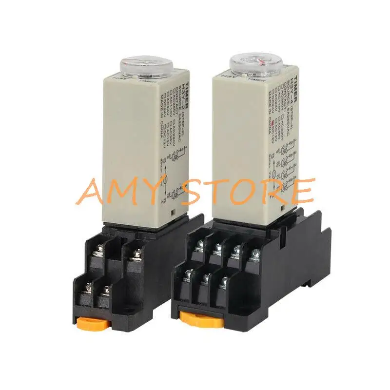 1Pc 12VDC/24VDC/24VAC/110VAC/220VAC/380VAC H3Y-2 Power On Time Delay Relay Timer 2.0-60S DPDT 8Pins Socket 5A