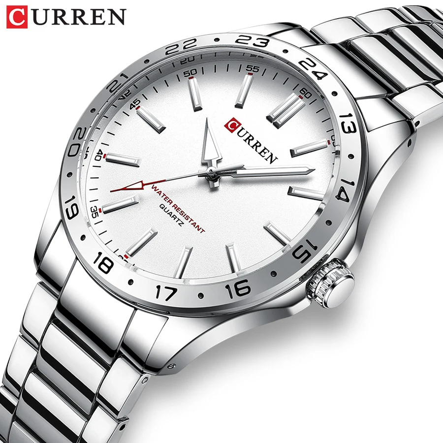 CURREN NEW Simple Business Wristwatch Quartz Analog Stainless Steel Bracelet Luminous Hands Watch