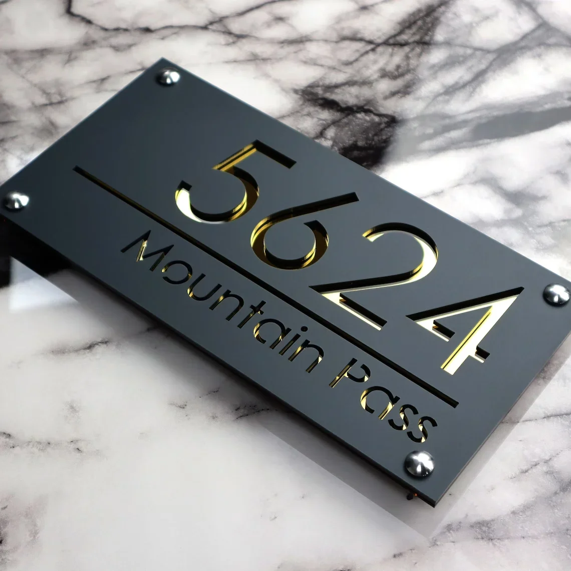 Customized House Number Outdoor Modern Acrylic Plate Entrance Sign for Home Exterior House Numbers Sign Weather Resistant