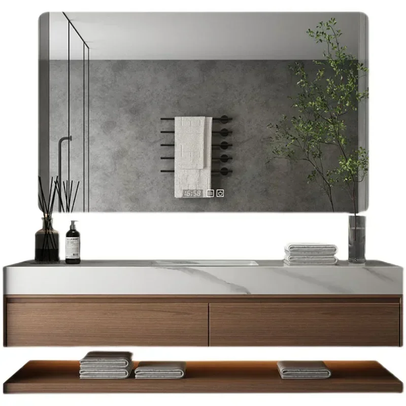 

Minimalist Bathroom Cabinet Integrated Rock Plate Ceramic Washbasin Bathroom Vanity Cabinets Under Sink Bathroom Furniture