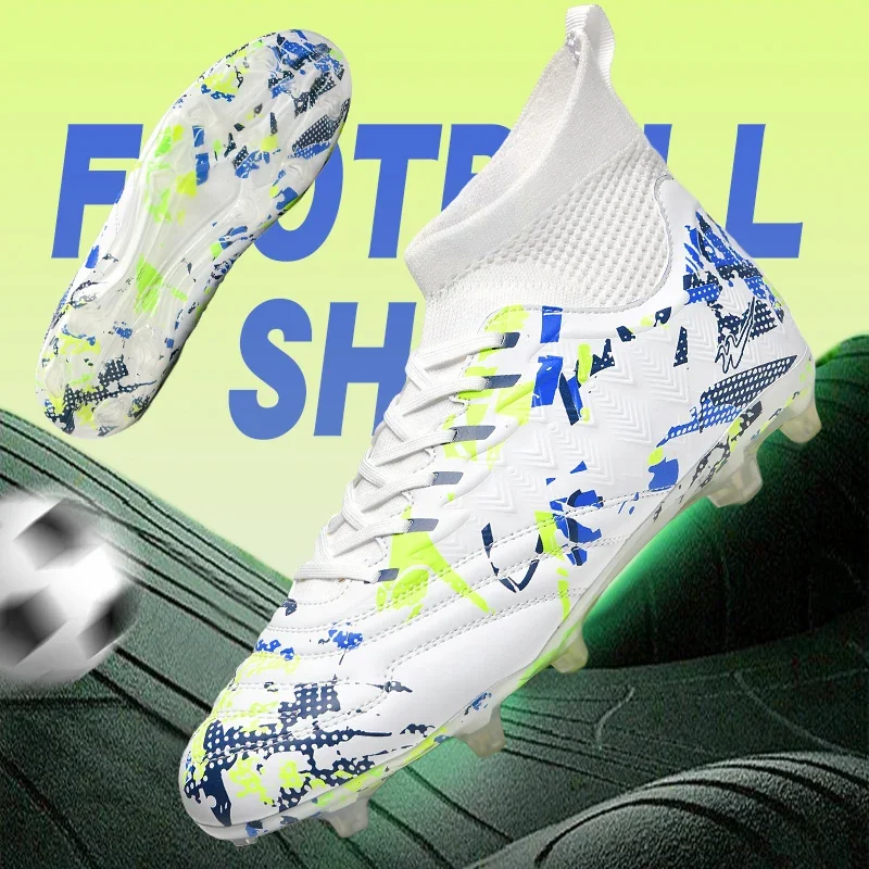 Streamlined trendy football boots breathable soft knit upper shock absorb  anti-slip FG studs boys girls daily soccer cleats