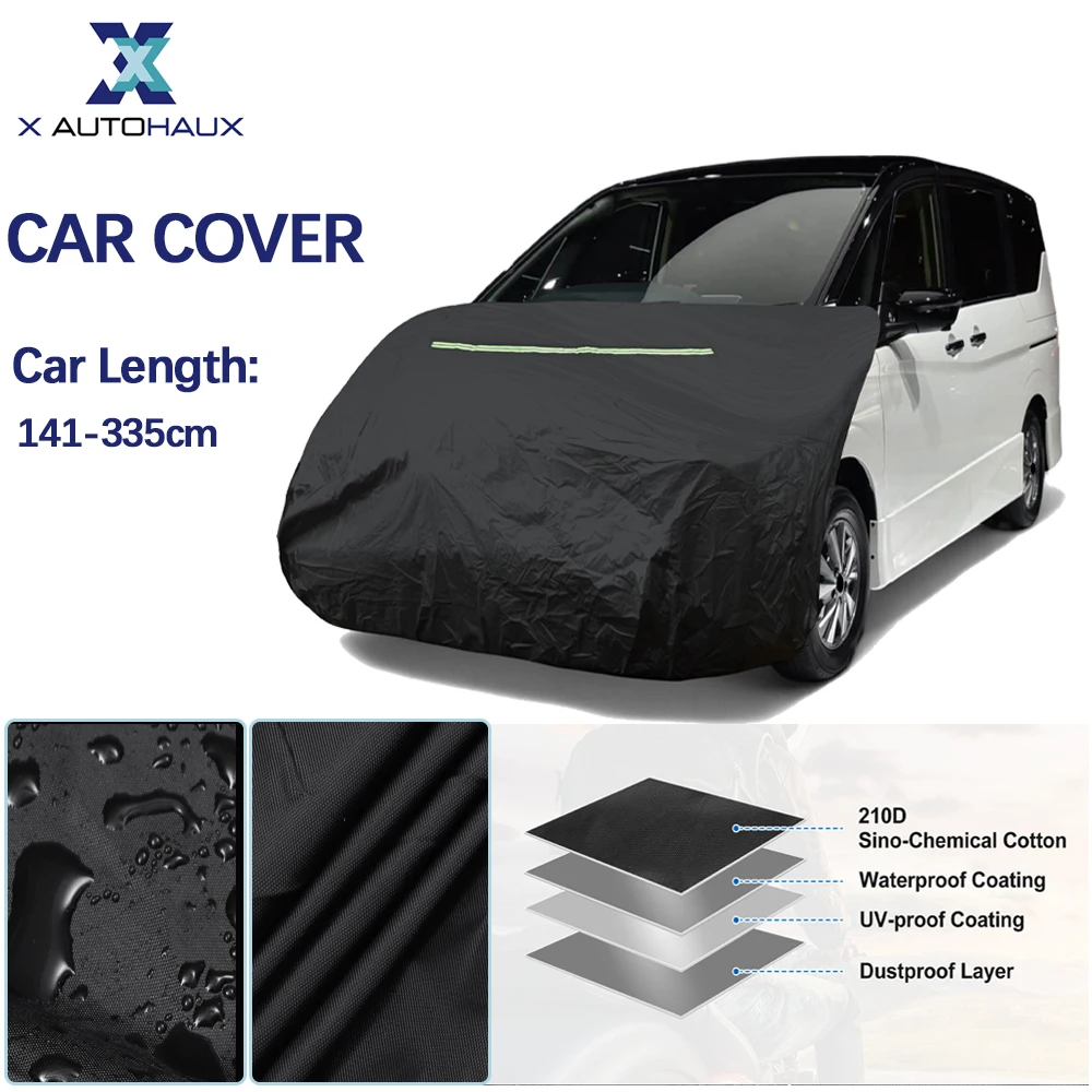 

X Autohaux 141-335 см длина автомобильный чехол на капот 210D китайско-химическая хлопковая светоотражающая полоса уличный водонепроницаемый защитный чехол