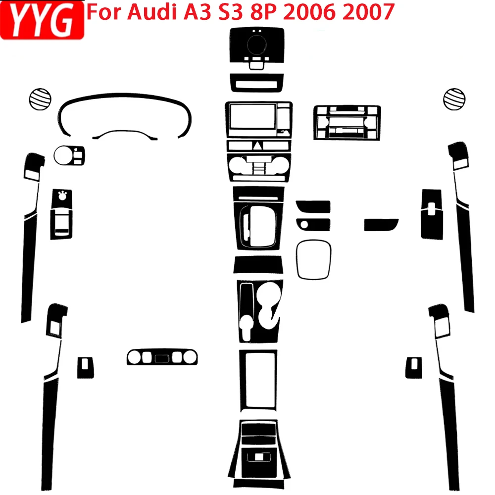 

For Audi A3 S3 8P 2006 2007 Piano Black Gear Shift Air Outlet Window Lift Radio Reading Light Panel Suit Car Interior Sticker