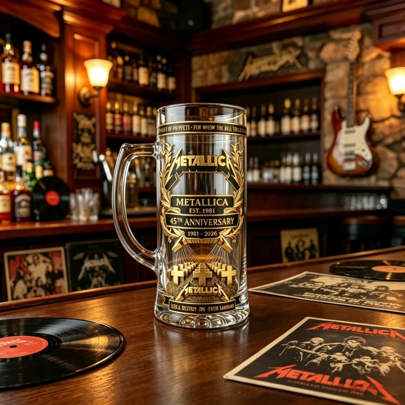 Metallica Est.1981 Beer Stein Mug Rock Band 45th Anniversary Commemorative Glass Cup With Handle Heavy Metal Fans Gift Bar - view 5
