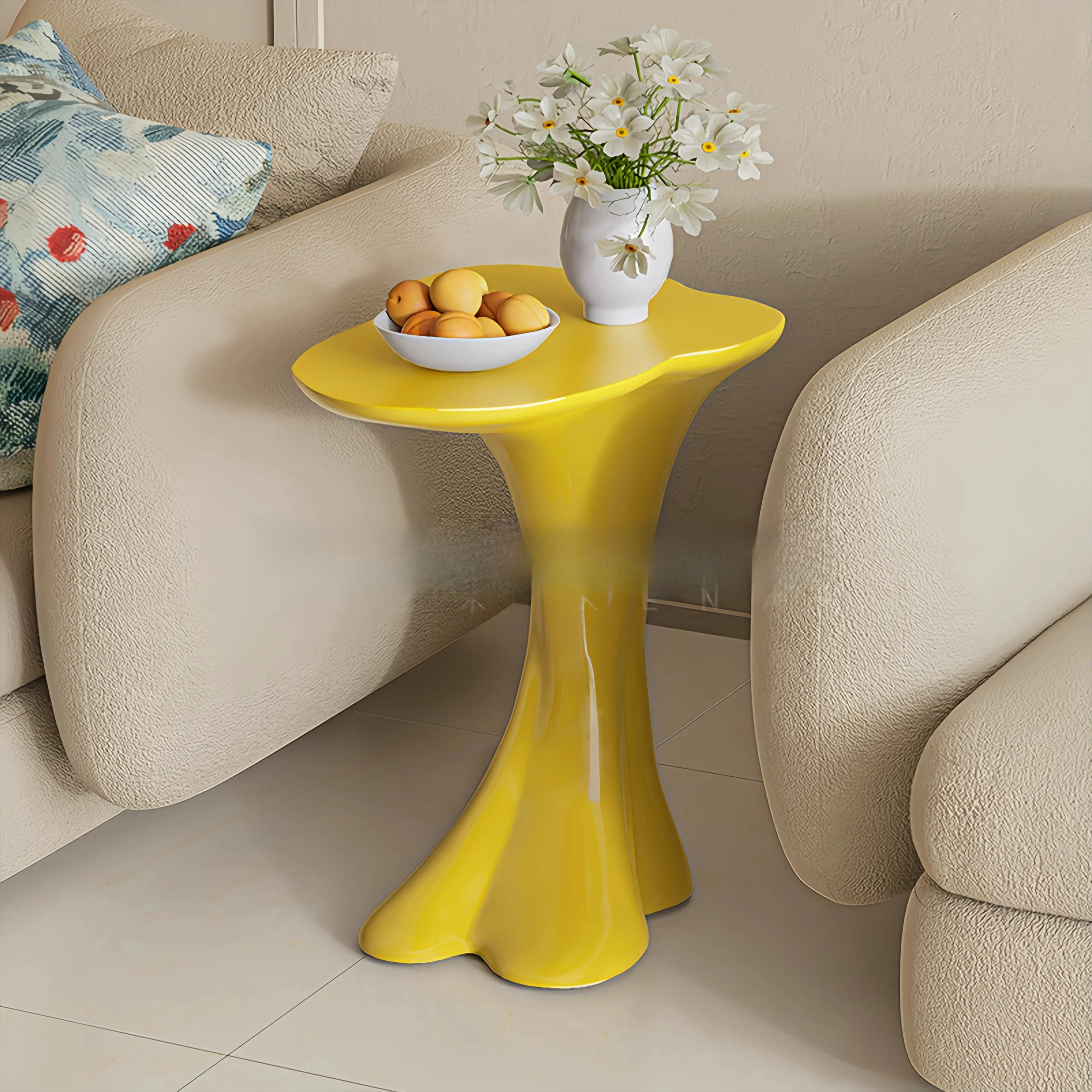 Living Room Sofa Side Table Modern Simple Home Small Coffee Table Yellow Dopamine Bedside Corner Table