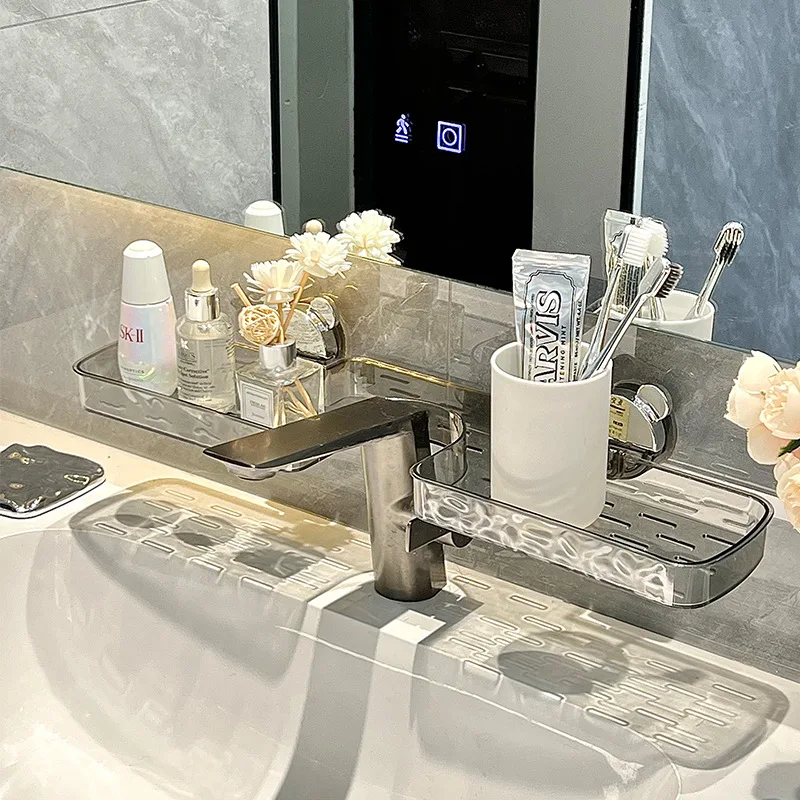 Zugängliche Luxus-Wasserhahn-Saugnapf-Lagerregal, WC, Badezimmer, Waschbecken, Aufbewahrung, Wandbehang, Badezimmer-Kosmetik-Aufbewahrung