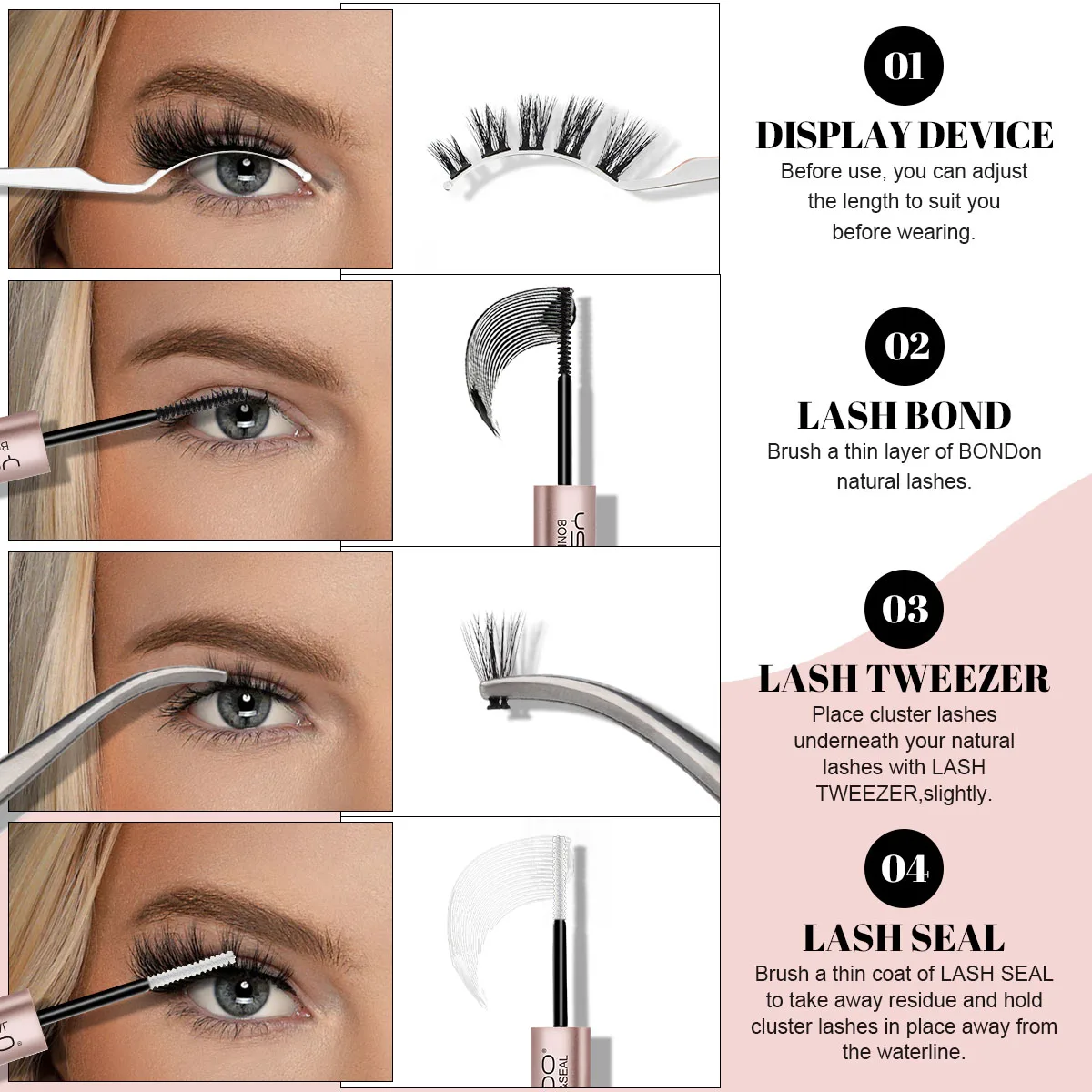 Ysdo-防水まつげピンセットキット、まつげボンドとシール、2 in 1、強力なホールド、DIY、フェイクエクステンション、メイクアップツール