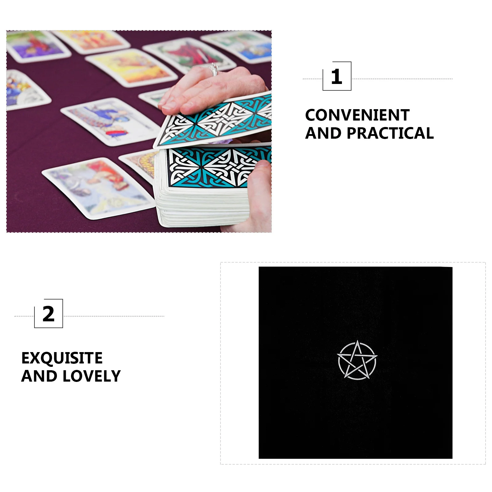 

1pc Pentacle Tarot Tablecloth Black Game Divination Decor Wear-Resistant Dirt-Proof Non-Shedding Table Cover For Home