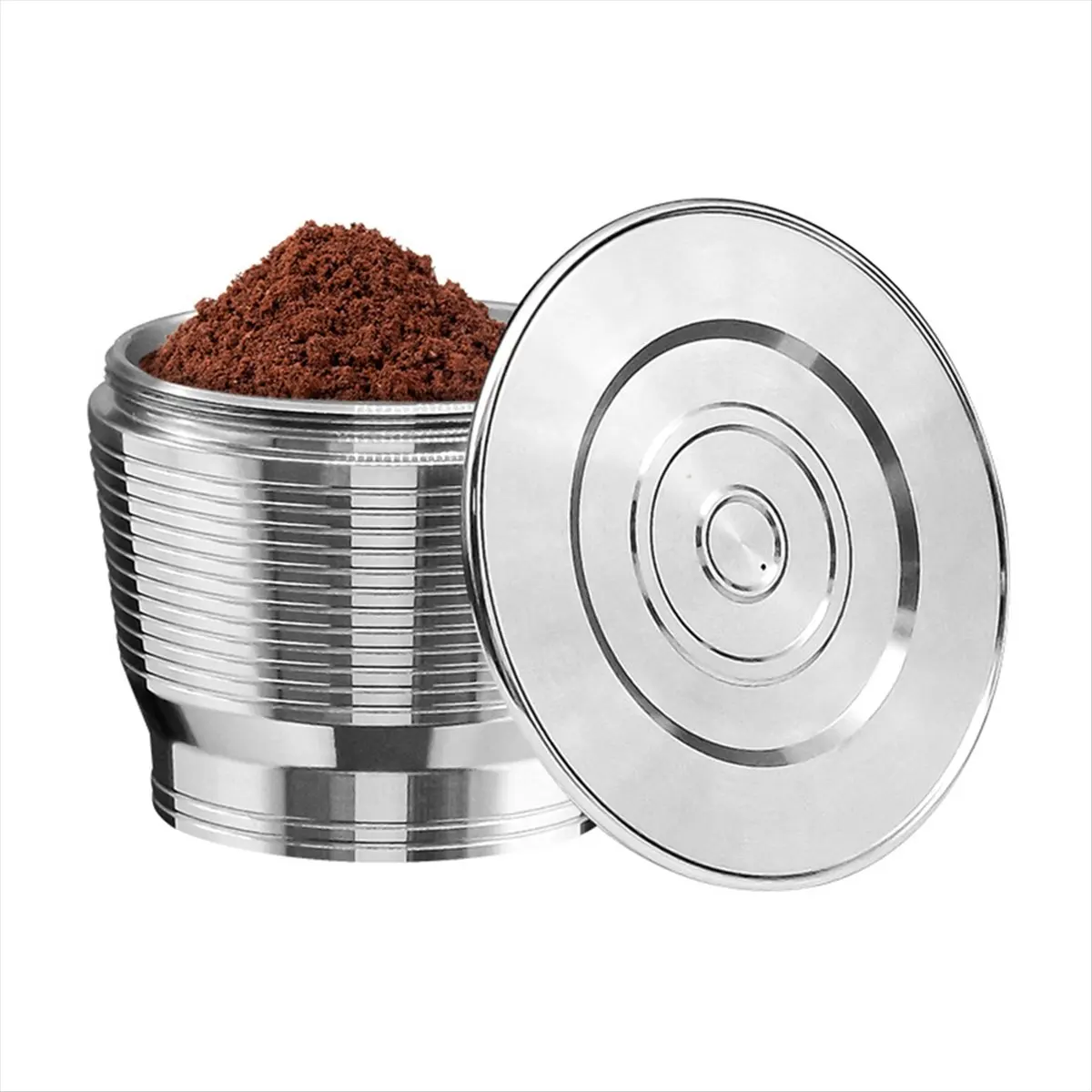 AA14 Refillable Stainless Steel Coffee Capsule,Italian Stainless Steel Coffee Capsule Filter Cup,Powder Filler with Cover A