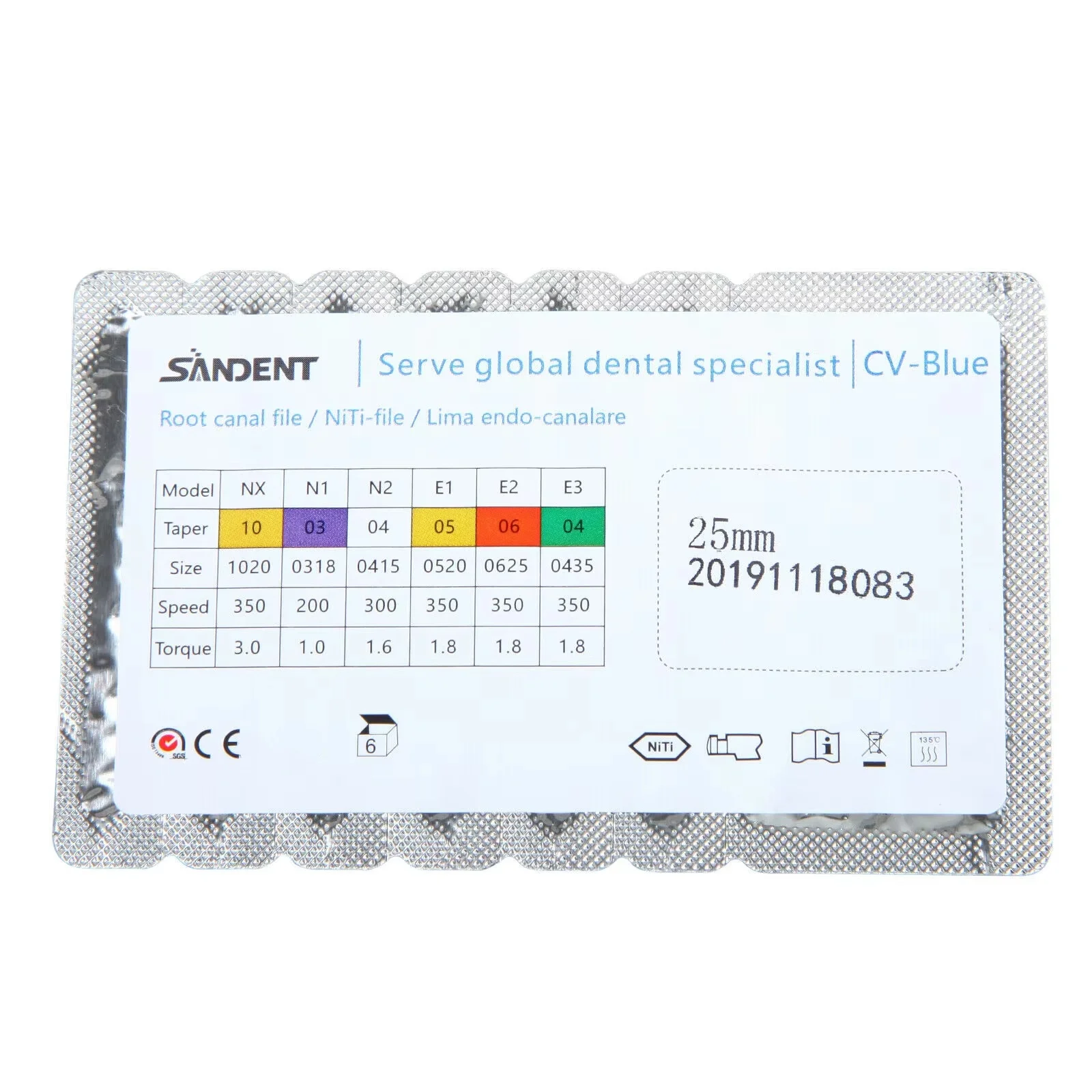 24 Pcs/4 Packs  Dental Rotary Universal Engine Root Canal Treatment Niti Files 25MM for Endo Motor